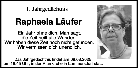 Traueranzeige von Raphaela Läufer von WochenSpiegel