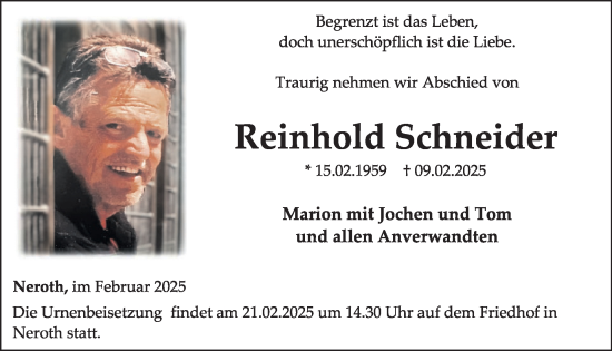 Traueranzeige von Reinhold Schneider von WochenSpiegel