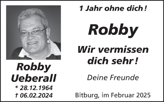 Traueranzeige von Robby Ueberall von WochenSpiegel