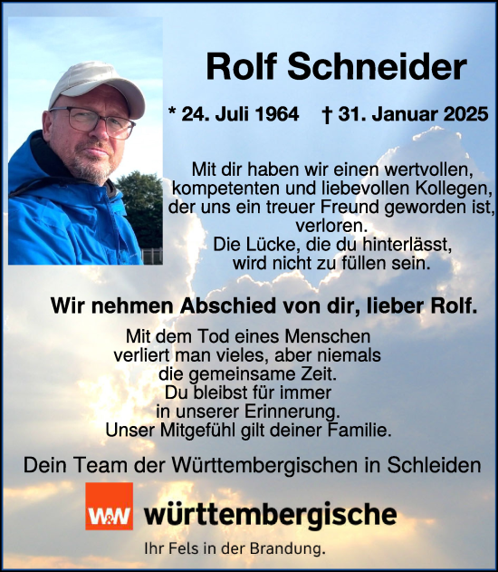 Traueranzeige von Rolf Schneider von WochenSpiegel