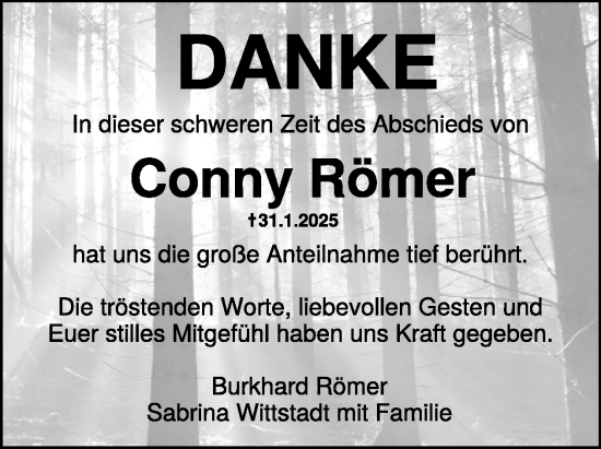Traueranzeige von Conny Römer von WochenSpiegel