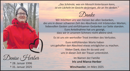 Traueranzeige von Denise Herber von WochenSpiegel