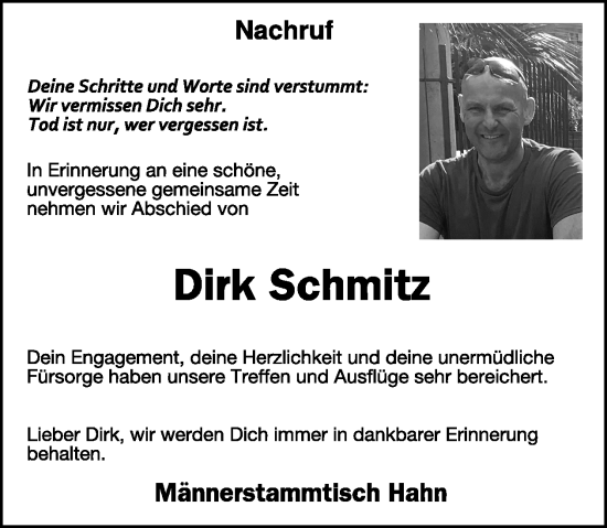 Traueranzeige von Dirk Schmitz von WochenSpiegel
