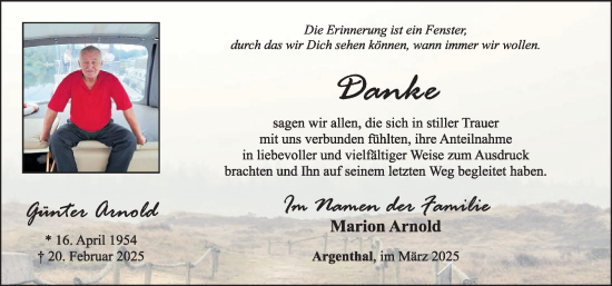 Traueranzeige von Günter Arnold von WochenSpiegel