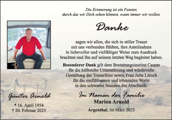 Traueranzeige von Günter Arnold von WochenSpiegel
