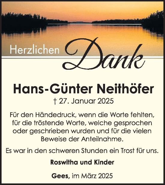 Traueranzeige von Hans-Günter Neithöfer von WochenSpiegel