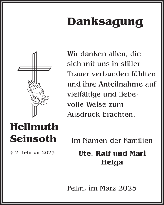 Traueranzeige von Hellmuth Seinsoth von WochenSpiegel