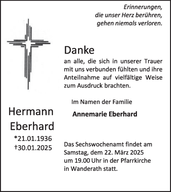 Traueranzeige von Hermann Eberhard von WochenSpiegel