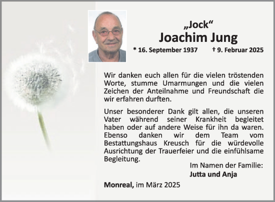 Traueranzeige von Joachim Jung von WochenSpiegel