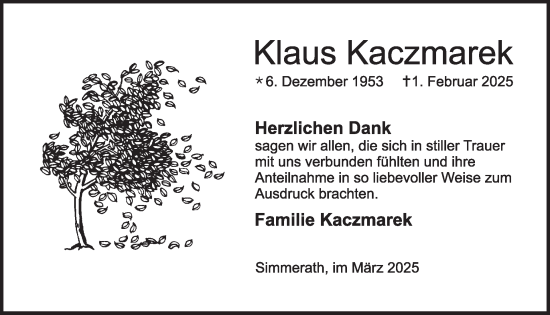 Traueranzeige von Klaus Kaczmarek  von WochenSpiegel
