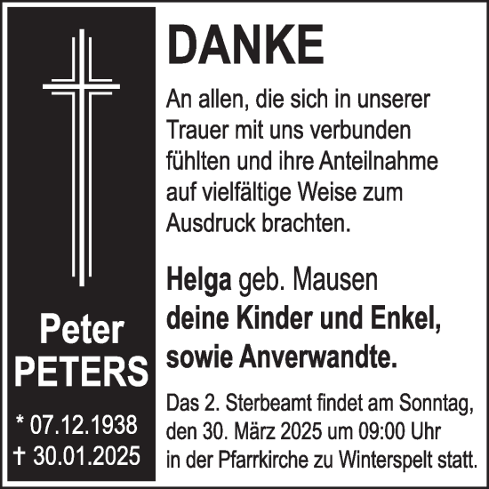 Traueranzeige von Peter Peters von WochenSpiegel