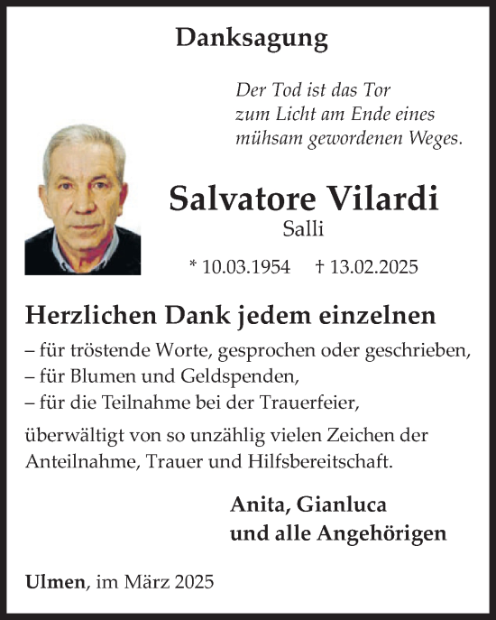 Traueranzeige von Salvatore Vilardi von WochenSpiegel