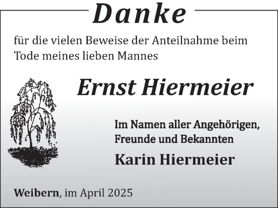 Traueranzeige von Ernst Hiermeier von WochenSpiegel