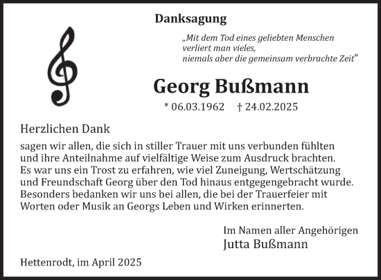 Traueranzeige von Georg Bußmann von WochenSpiegel