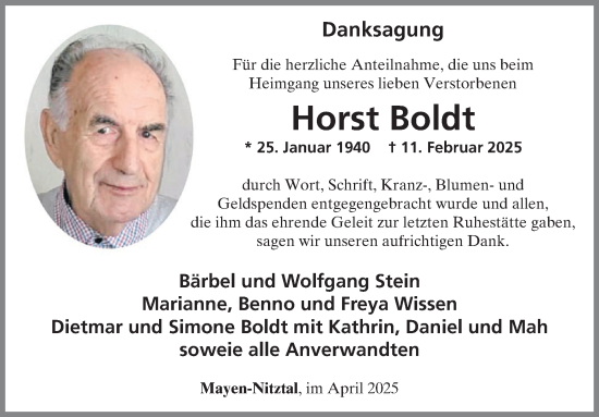 Traueranzeige von Horst Boldt von WochenSpiegel