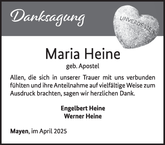 Traueranzeige von Maria Heine von WochenSpiegel