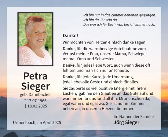 Traueranzeige von Petra Sieger von WochenSpiegel
