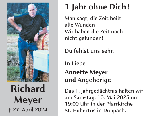 Traueranzeige von Richard Meyer von WochenSpiegel