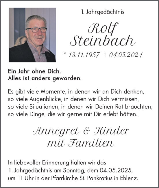 Traueranzeige von Rolf Steinbach von WochenSpiegel