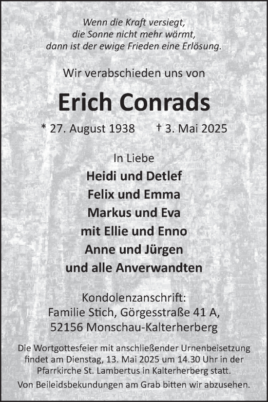 Traueranzeige von Erich Conrads von WochenSpiegel