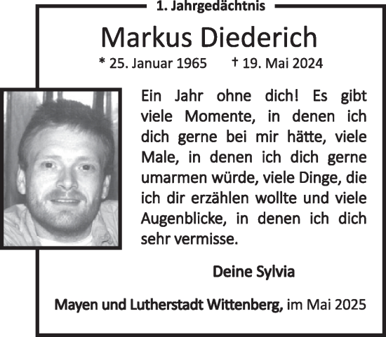 Traueranzeige von Markus Diederich von WochenSpiegel