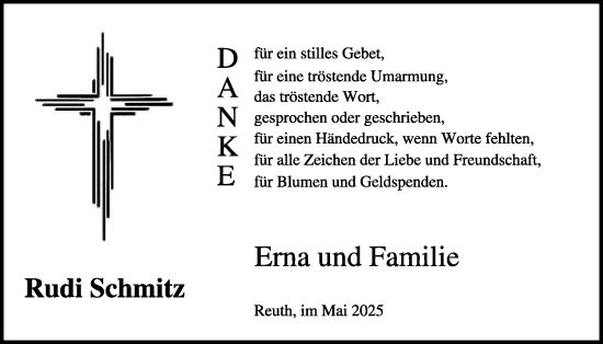 Traueranzeige von Rudi Schmitz von WochenSpiegel