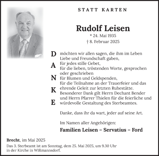 Traueranzeige von Rudolf Leisen von WochenSpiegel