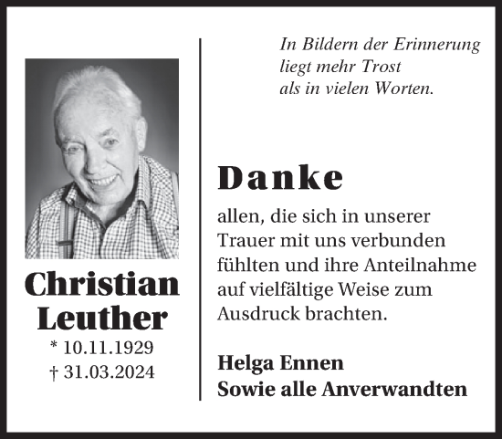 Traueranzeige von Christian Leuther von WochenSpiegel