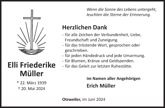 Traueranzeige von Elli Friederike Müller von WochenSpiegel