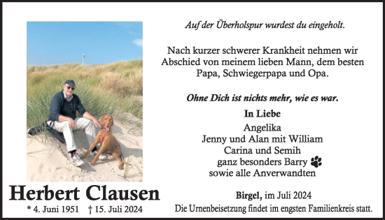 Traueranzeige von Herbert Clausen von WochenSpiegel