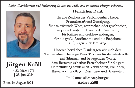 Traueranzeige von Jürgen Kröll von WochenSpiegel