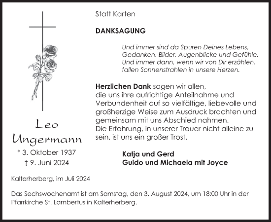 Traueranzeige von Leo Ungermann von WochenSpiegel