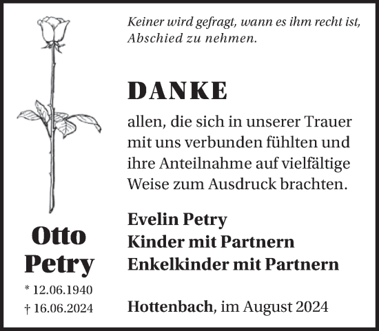 Traueranzeige von Otto Petry von WochenSpiegel
