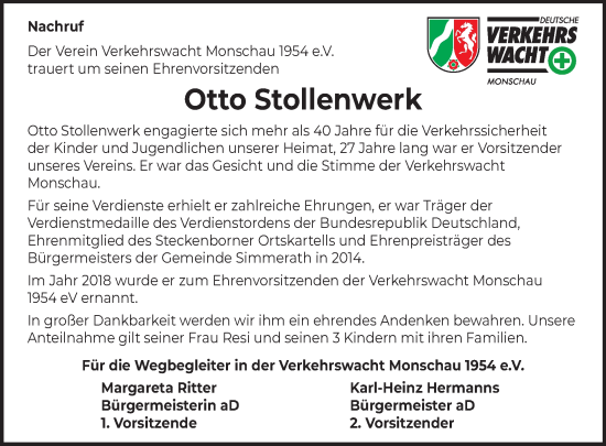 Traueranzeige von Otto Stollenwerk von WochenSpiegel