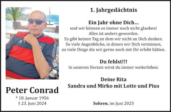 Traueranzeige von Peter Conrad von WochenSpiegel