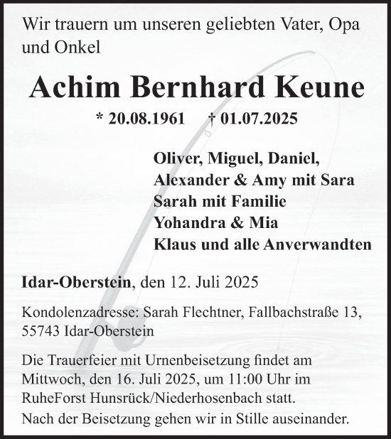 Traueranzeige von Achim Bernhard Keune von WochenSpiegel