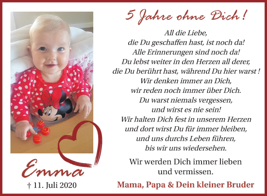 Traueranzeige von Emma  von WochenSpiegel