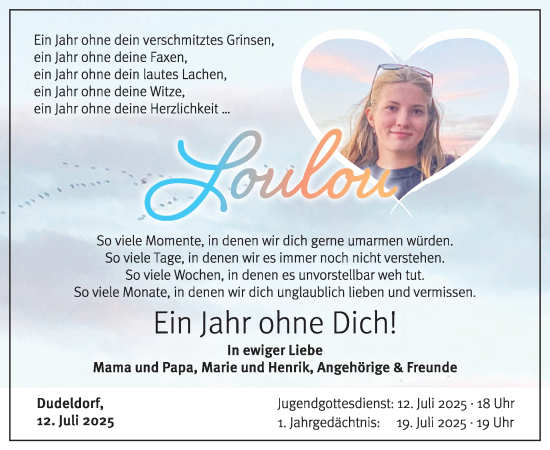 Traueranzeige von Loulou  von WochenSpiegel
