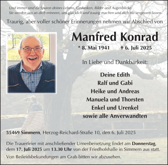 Traueranzeige von Manfred Konrad von WochenSpiegel