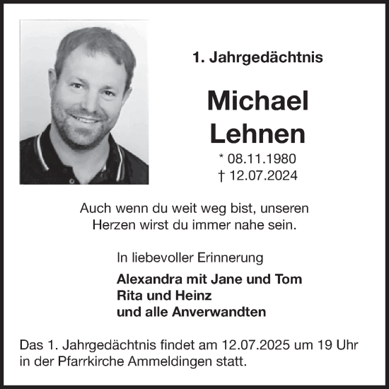 Traueranzeige von Michael Lehnen von WochenSpiegel