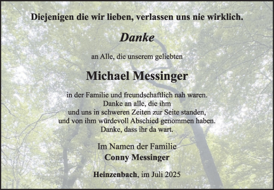 Traueranzeige von Michael Messinger von WochenSpiegel