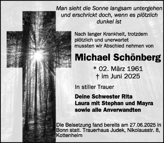 Traueranzeige von Michael Schönberg von WochenSpiegel