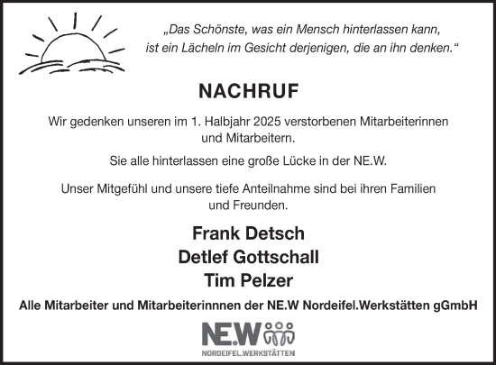 Traueranzeige von Nachruf  von WochenSpiegel