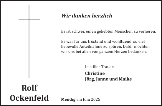 Traueranzeige von Rolf Ockenfeld von WochenSpiegel