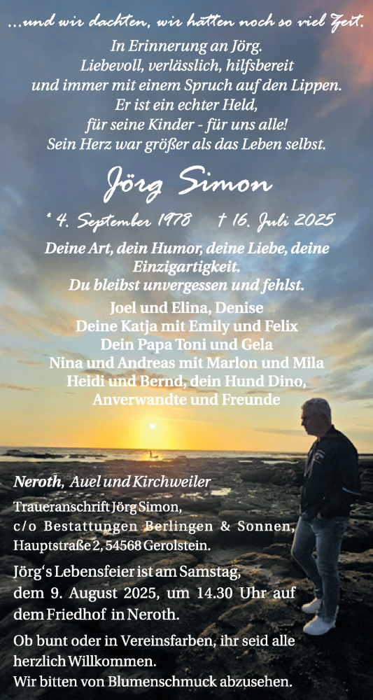  Traueranzeige für Jörg Simon vom 02.08.2025 aus WochenSpiegel