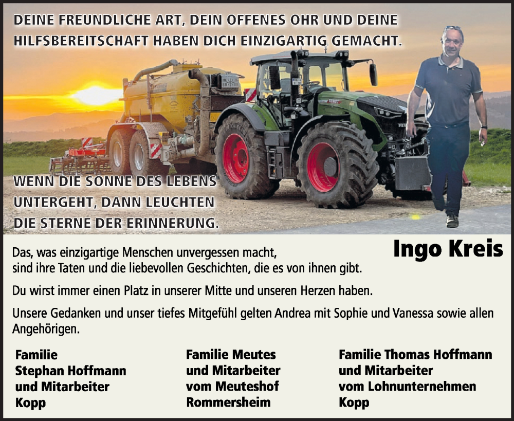  Traueranzeige für Ingo Kreis vom 06.09.2025 aus WochenSpiegel