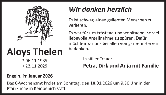 Traueranzeige von Aloys Thelen von WochenSpiegel