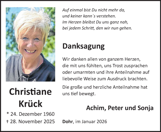 Traueranzeige von Christiane Krück von WochenSpiegel