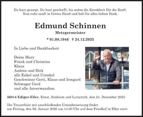 Traueranzeige von Edmund Schinnen von WochenSpiegel