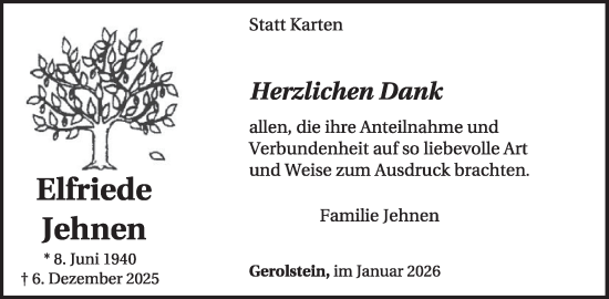 Traueranzeige von Elfriede Jehnen von WochenSpiegel